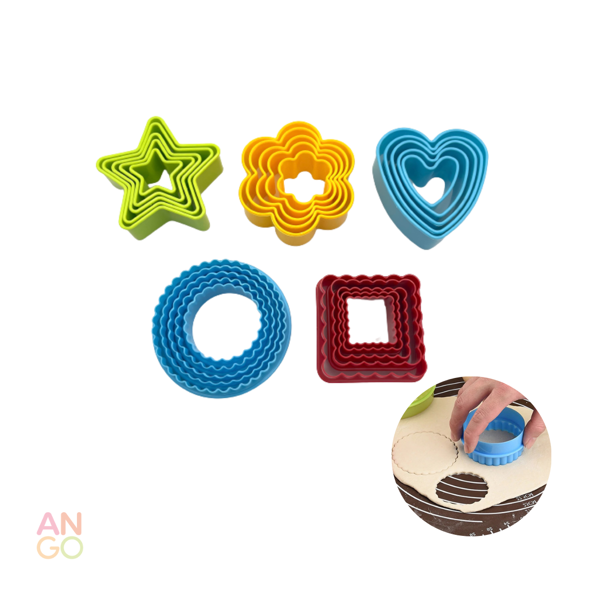 Cortador Galletas Plástico 5 piezas Ango